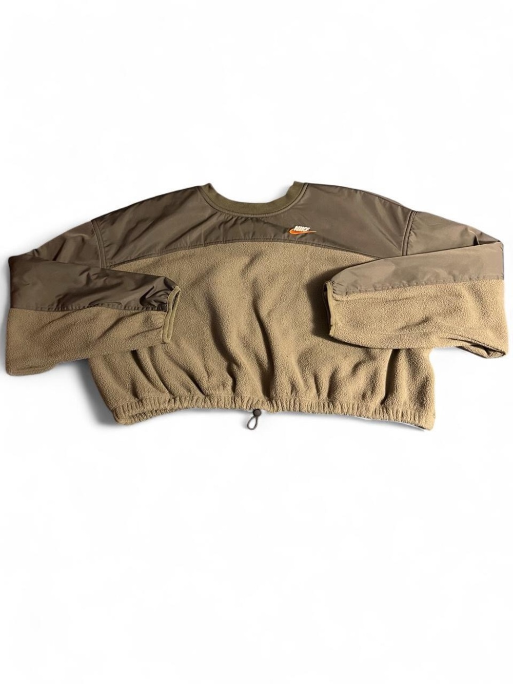 Nike Olive and Tan Fleece Crew with Wind Panels